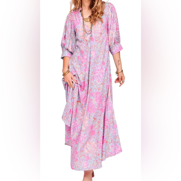 Free People Dresses & Skirts - Jen's Pirate Booty Garden Party Floral Puff Sleeve Maxi Dress